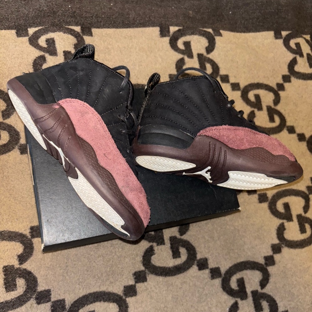 Black and Burgundy High-Top Sneakers